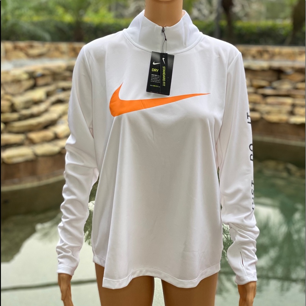 NIKE WOMENS RUNNING 1/4 ZIP MEDIUM WHITE